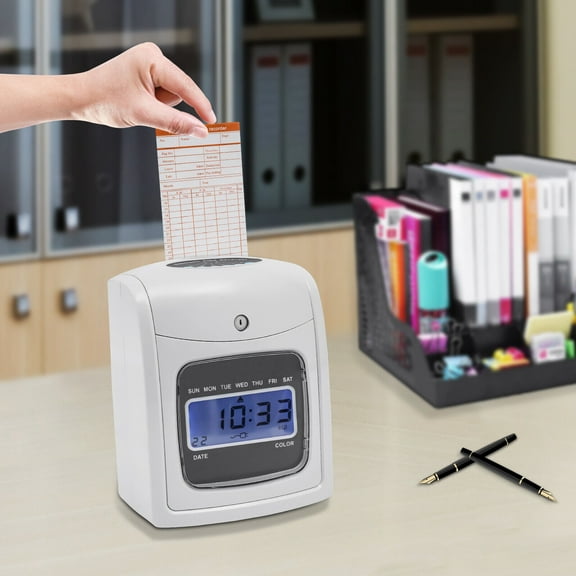 Miumaeov Starter Time Clock Bundle with 50 Cards 1 Backup Ribbon & 2 Keys Efficient and Accurate Attendance for Small Businesses and Organizations