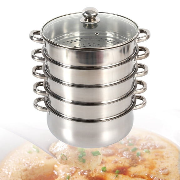 Miumaeov Steam Cooker 5-tier Stainless Steel Steamer with Lid for Kitchen Cooking Pot