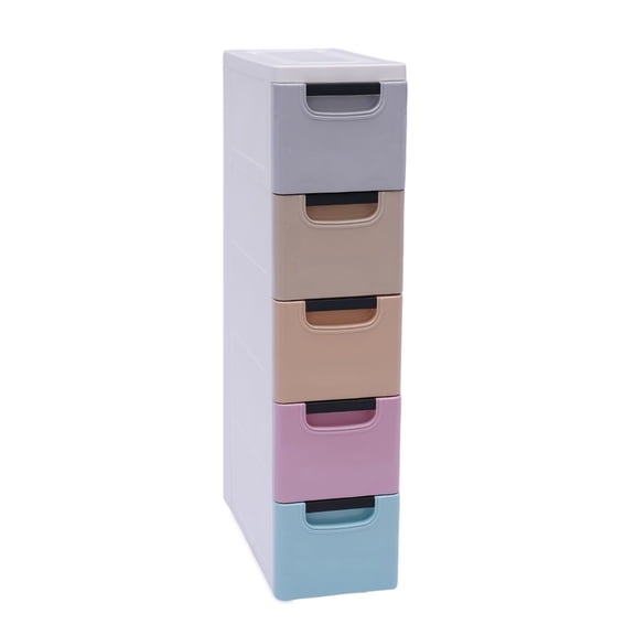 Miumaeov Storage Cabinet with 5 Drawers, Closet Drawers Tall Dresser Organizer for Clothes, Bedroom Furniture, Stackable Vertical Clothes Storage Tower, Small Chest Closet (20*40*84cm)