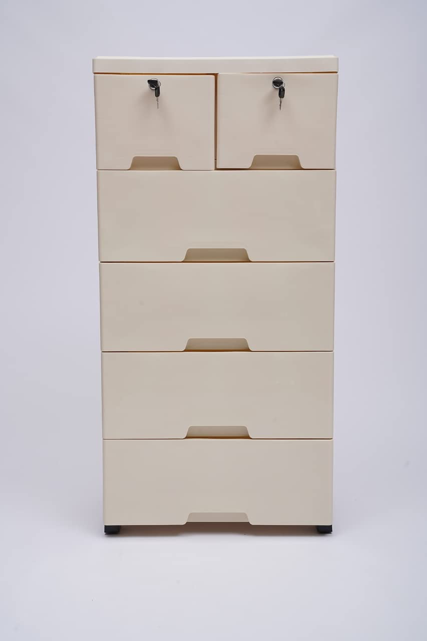 Miumaeov 6 Drawer Dresser Plastic Wide Chest of Drawers Storage