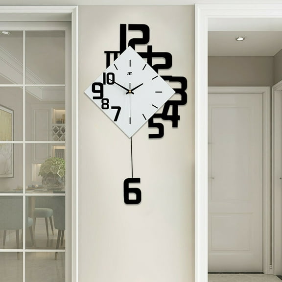 Miumaeov Swing Wall Clock Pendulum Modern Silent Quartz Clock Home Decor White Black