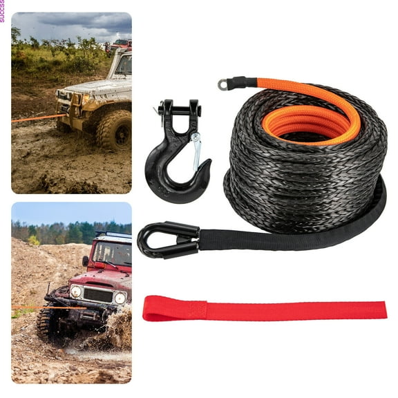 Miumaeov Synthetic Winch Rope Line 25500LBS Car Tow Recovery Cable Truck SUV 3/8" x 92ft