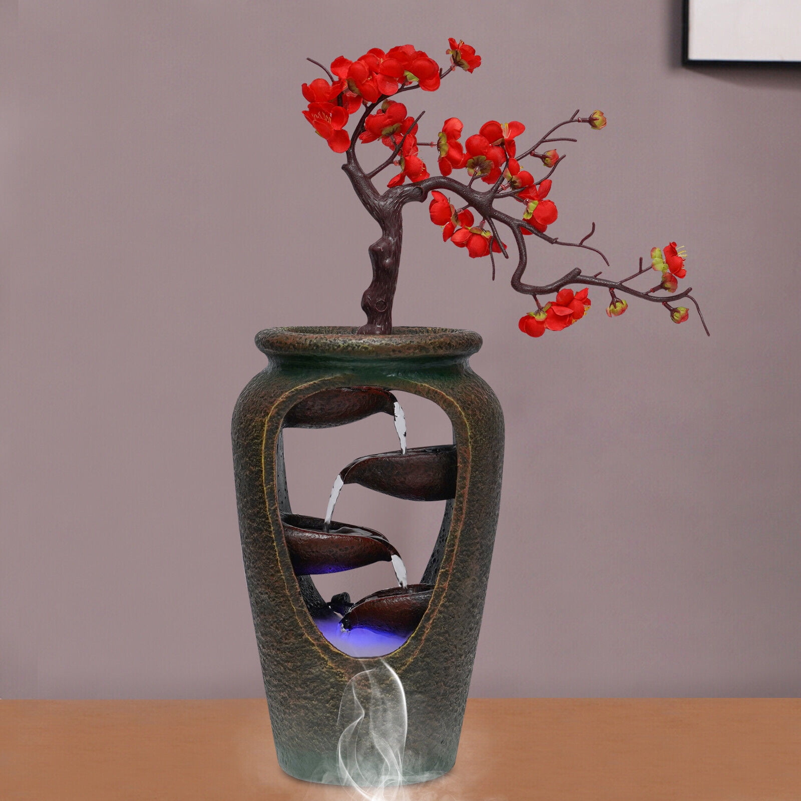 Miumaeov Tabletop Fountain with Automatic Pump FreeStanding Fountain