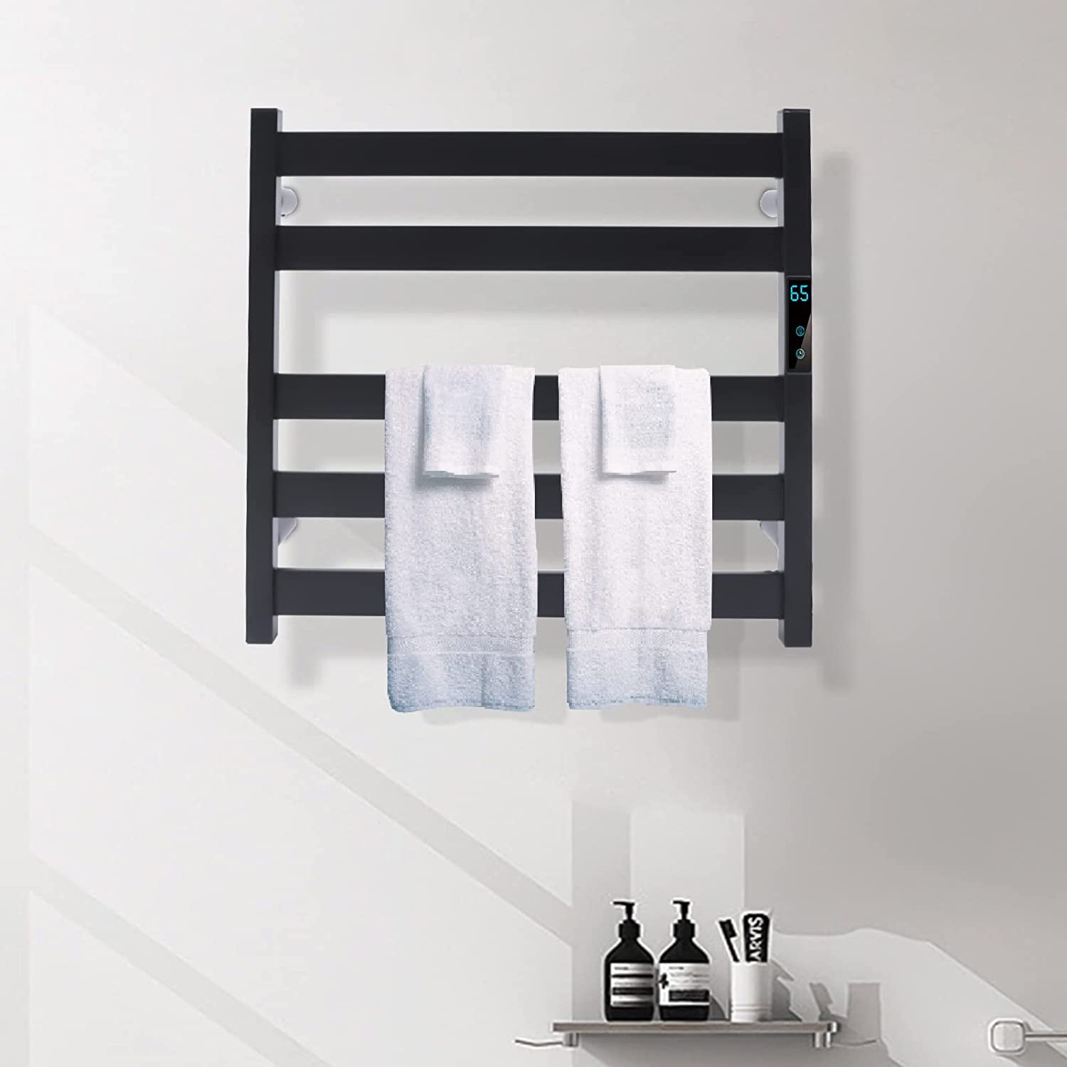 Miumaeov 5-Bar Towel Warmer, Electric Wall-Mounted Bathroom Heater Rack ...