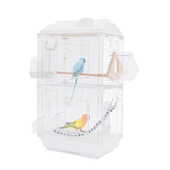 Miumaeov Two-Tier Bird Cage, 30 Inch Pigeons Parrot Birdcage with Safe Rotary Door Lock, White Parakeet Cage for Small to Medium Birds, Easy Access Double Doors