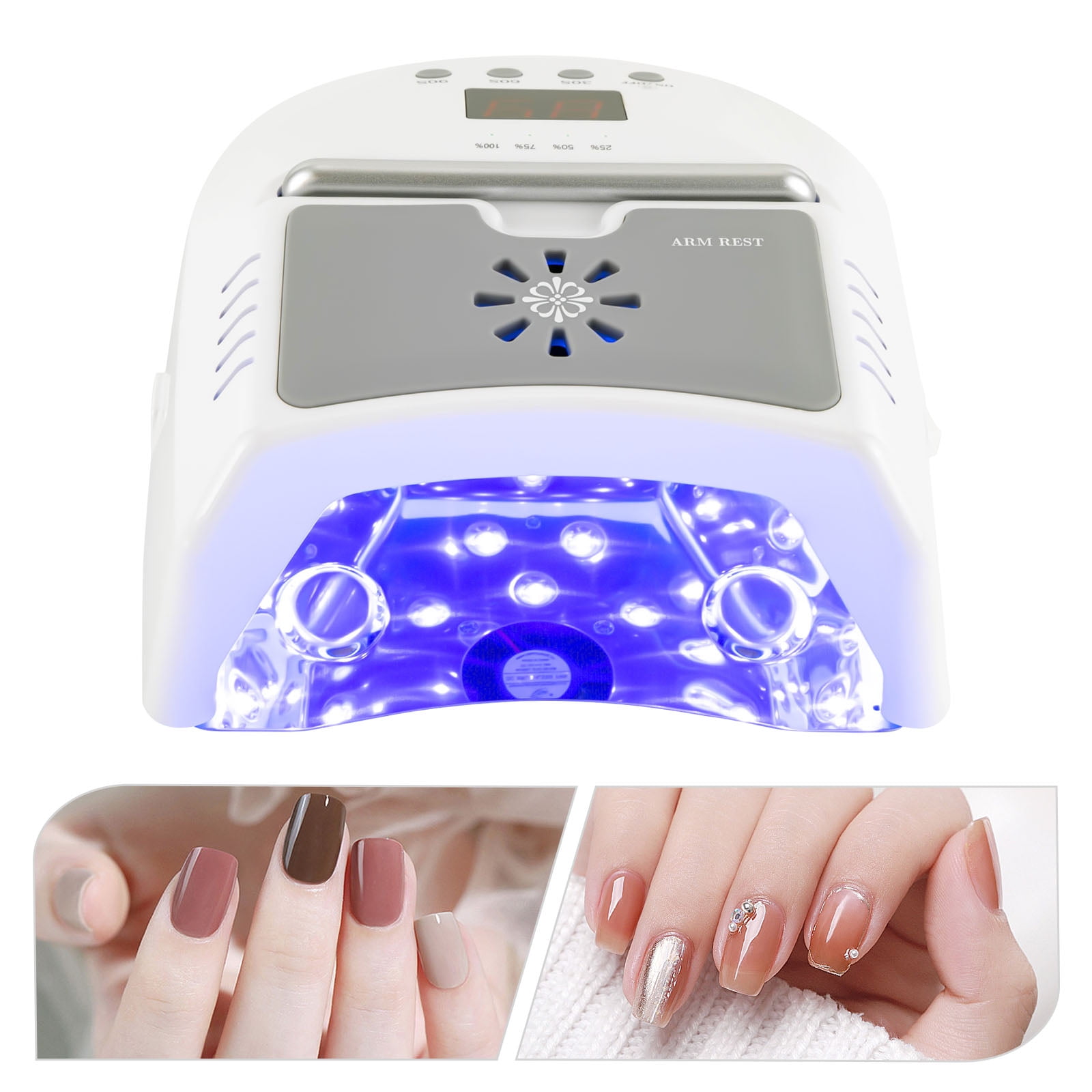 Miumaeov UV Led Nail Lamp Cordless, 72W UV Lights for Gel Nails with Fan, Rechargeable Nail Dryer with Portable Handle Perfect for Salon Home Nail Art (White)