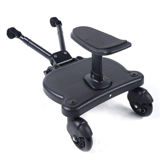 Miumaeov Universal Stroller Board with Removable Seat, 2 in 1 Sit and Stand Toddler Attachment, Ride-On Buggy Board for Most Strollers, Kids Scooter Board Accessory