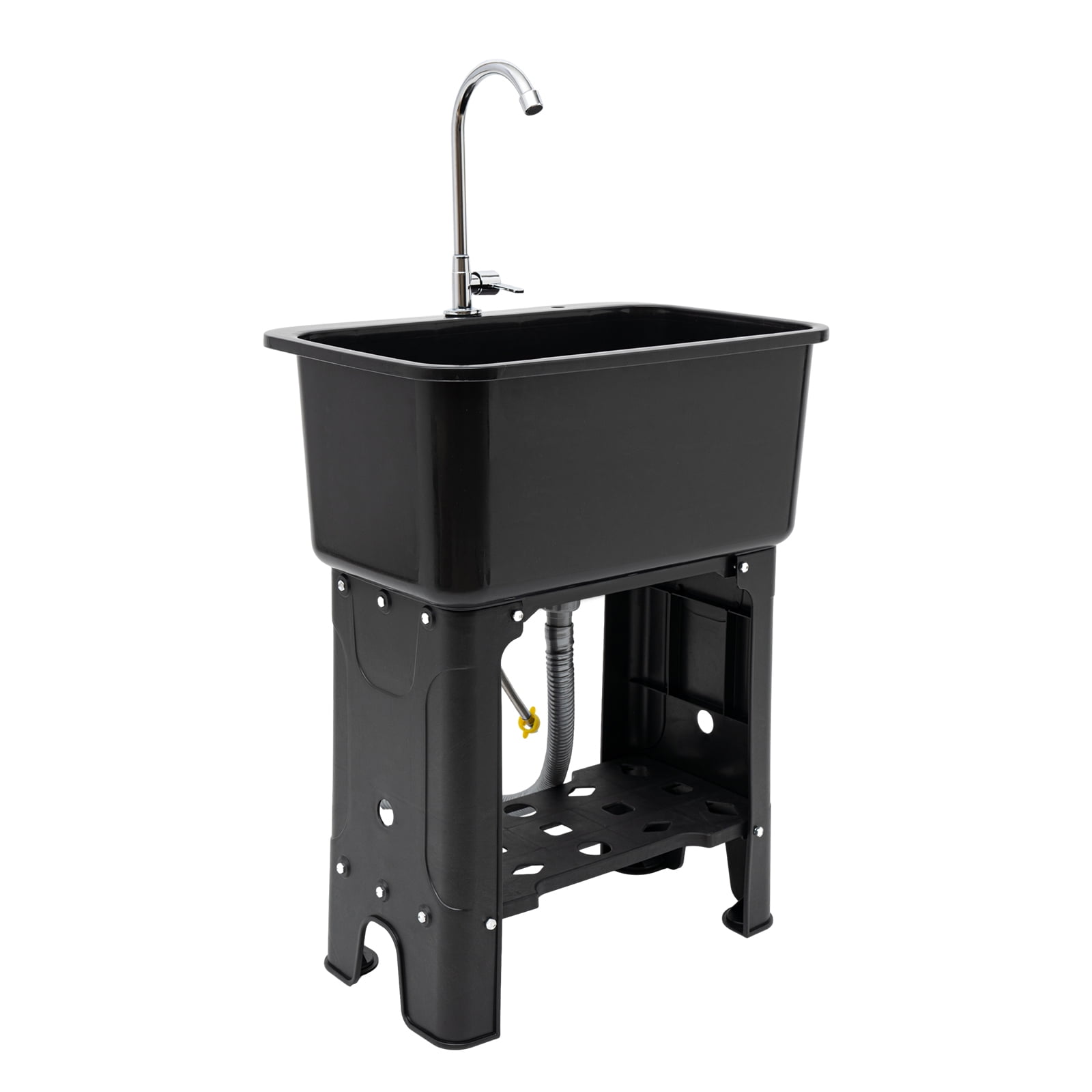 Miumaeov Utility Sink with Faucet for Laundry Room and Garage, Plastic Bathroom Laundry Sink Freestanding Laundry Tub Outdoor Sink Ideal for Workshop, Bathroom, Kitchen