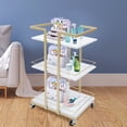 thumbnail image 1 of Miumaeov Utility Trolley Metal Storage Rolling Cart with Wheels Multi-purpose Rack Heavy-Duty Trolley Beauty Salon Barber Shop Kitchen Storage Rack Organizer Shelf White and Gold, 1 of 15