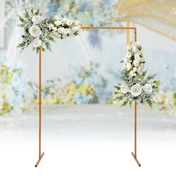 Miumaeov W4.92 × H6.56Ft Wedding Arch for Ceremony Gold Square Wedding Backdrop Stand Metal Lever Arch Frame Balloon Arch Frame for Party Events Decorations
