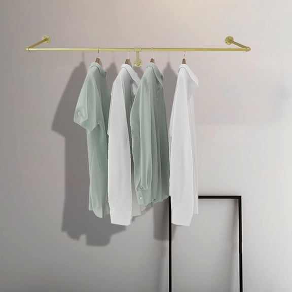 Miumaeov Gold Clothes display rack Iron Industrial Pipe Wall Mounted Clothing Rack Wedding Dress Bridal Garment Rack Stand Stand Decoration Retail Display Closet Organization (StyleB)