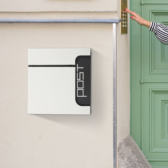 Miumaeov Wall Mounted Mailbox, 14 * 4 * 14In Large Capacity Locking Mailbox for Outside, Modern Metal Post Box for Newspapers,Letters
