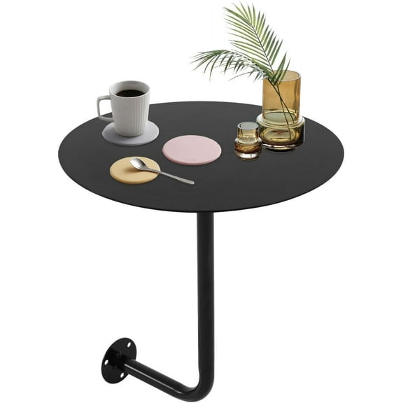 Miumaeov Wall Mounted Round Table, 16" Commercial Bar Table Iron Floating Shelf Space Saving Cafe Table for Coffee Shop, Pub, Kitchen