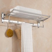 Miumaeov Wall Mounted Towel Rack Bathroom Hotel Rail Holder Storage Shelf Stainless Steel