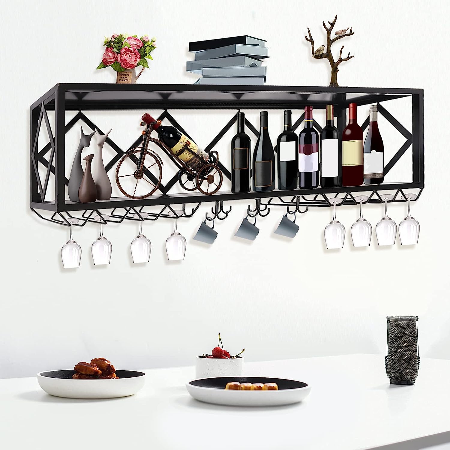 Wine Partition Wall Rack Miumaeov Wall-Mounted Wine Racks 2 Layer Steel Wine Bottle Holder with ...