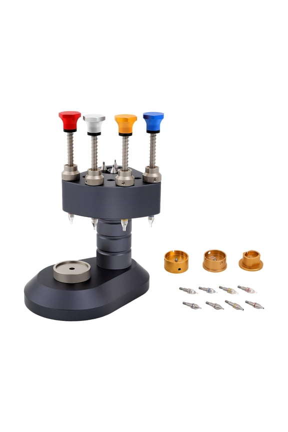 Watch Hand Press Tool 4 Pin, Automatic Watch Hand Setting Tool with Steel Nozzles & Acrylic Tips, High Precision Watch Press for DIY Repair Kit