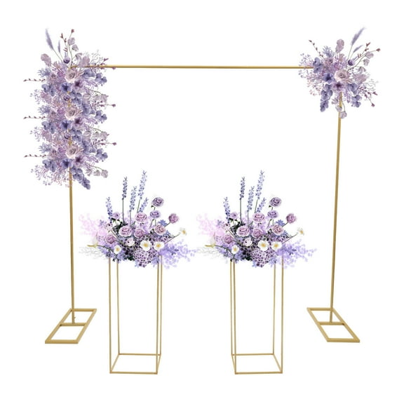 Miumaeov Wedding Arch Steel Gold Flower Stand Balloon Frame Party Event Backdrop Decoration 3pcs/Set