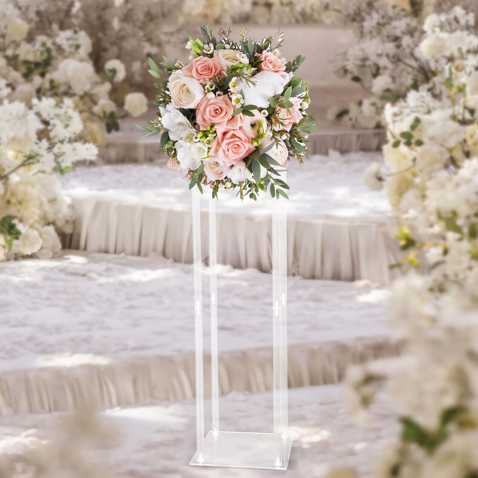 Miumaeov Wedding Flower Stand Centerpiece Stand Clear Acrylic Column ...