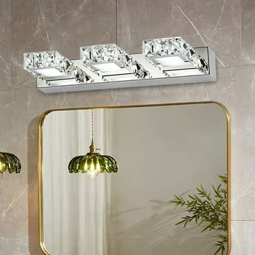 Miumaeov White 3-Light LED Vanity Light with Transparent Crystal Glass Shades