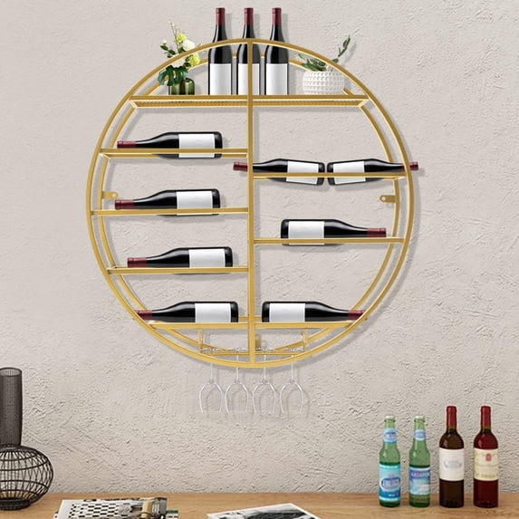 Miumaeov Wine Glass Rack Wall Mounted Round Wine Glass Goblet Holder Metal Hanging Wine Rack for Bar Kitchen