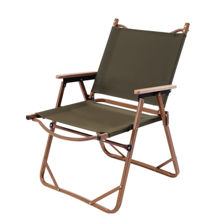 Miumaeov Wood Outdoor Camping Portable and Flexible Folding Chair, Military Green
