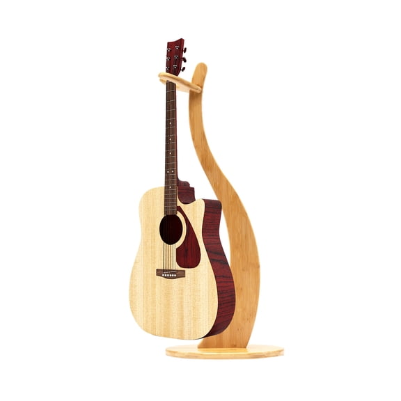 Miumaeov Wooden Bamboo Guitar Stand Non-Slip Pads on Bottom for Stability For Acoustic Electric Classical Ukulele and Banjos