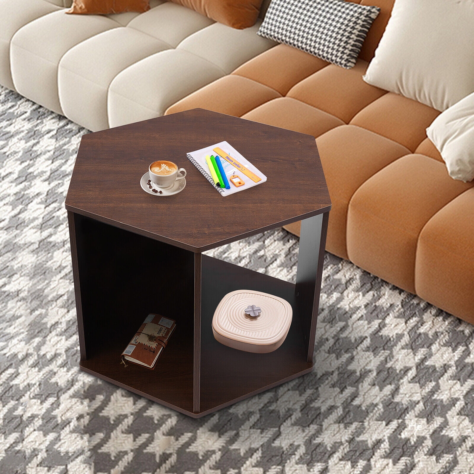Hexagon end 2024 table with storage