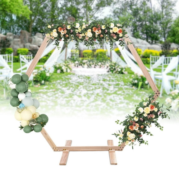Miumaeov Wooden Wedding Arch Frame Hexagon Flower Rack Backdrop Stand For Garden Party Ceremony Decoration