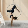 thumbnail image 1 of Miumaeov Yoga Aerial Hoop Silver Stainless Steel Yoga Ring Gymnastic Equipment Dancing Training Max Load-Bearing Capacity 253lbs Easy to Install, 1 of 12