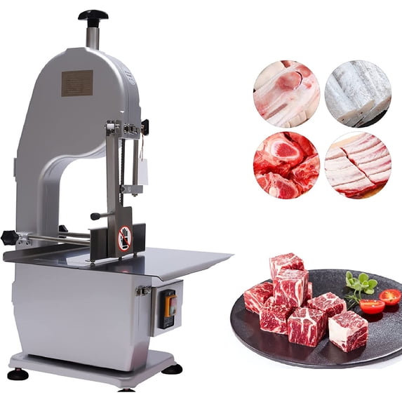 MiumaeovElectric Bone Cutting Machine, 1500W Commercial Frozen Meat Bone Cutter, Frozen Meat Slicer with Waterproof Safety Device, Cutter Thickness Adjustable