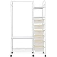 thumbnail image 1 of Miumaoev Rolling Garment Rack Wardrobe Rack with Wheels Heavy Duty Clothing Rack with Side Hooks Storage Shelves Portable Wardrobe Closet Organizer, 1 of 10