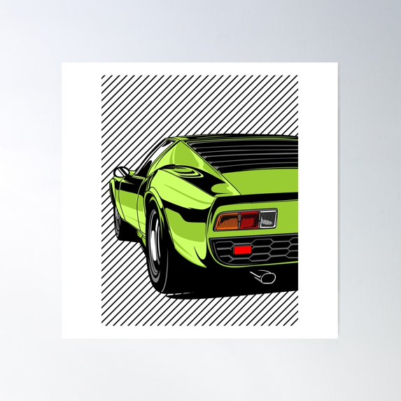 Miura Vintage Super Racing Car Speed Automobile Poster Wall Art, Modern Wall Decor For Living Room Bedroom, 30x30 UNFRAMED