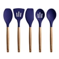thumbnail image 1 of Miusco Kitchen Utensils Set with Wood Handle, Cooking Utensils, Nonstick Silicone Utensils, Christmas Gifts, Midnight Blue 5 Pcs, BPA Free, 1 of 9