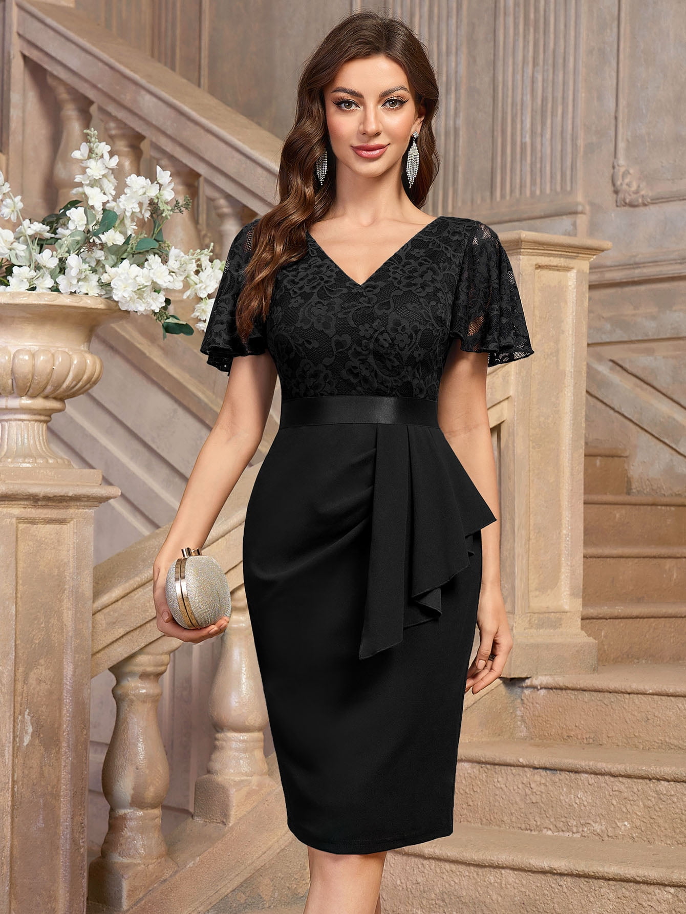 pics of black lace dresses Sophee Black Lace Maxi Dress - US 8