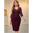thumbnail image 1 of Miusol Women's Plus Size Retro V-Neck Lace Ruffle Bodycon Cocktail Dress, 1 of 10