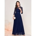 thumbnail image 1 of Miusol Women's Floral Lace Bodice Ribbon Waist Pleated Maxi Dress, 1 of 9