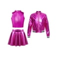 thumbnail image 1 of Miutii 3 Piece Girls Hip Hop Metallic Dance Costume Glitter Jacket Shiny Crop Tank Top Metallic Skirts Set 5-16 Years Rose Red 6, 1 of 5