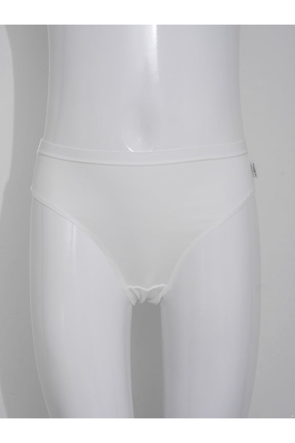 3Pcs Kids Girls Ballet Dance Briefs Gymnastics Training Underwear High Cut Elastic Underpants White 170