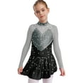 thumbnail image 1 of Miutii Big Girls Jazz Latin Performance Dress Gymnastics Ballet Leotard Dress Figure Ice Skating Dance Clothing Gray&Black 14, 1 of 5