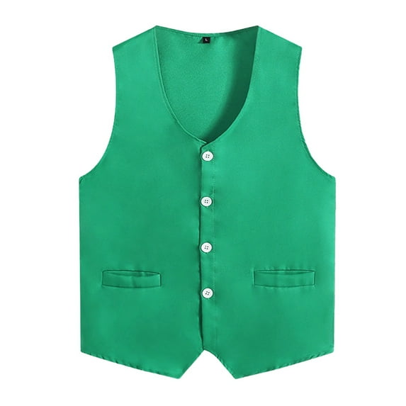 Miutii Button Vest Women Men Volunteer Activity Vest Waiter Supermarket Uniform Work Wear Green M