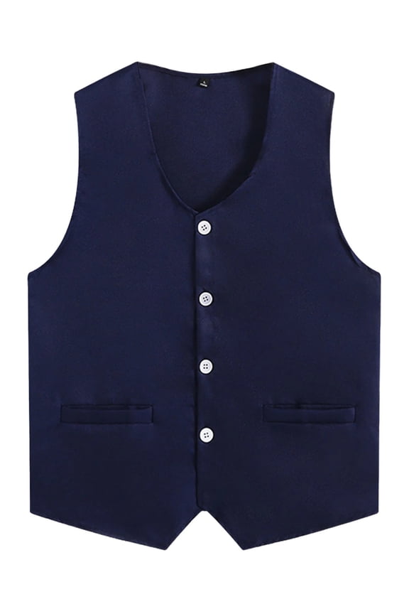 Button Vest Women Men Volunteer Activity Vest Waiter Supermarket Uniform Work Wear Navy Blue L