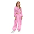 thumbnail image 1 of Miutii Child Boys Girls Hip-Hop Street Dance Outfits Set Bomber Coat with Sweatpants Cheerleading Dancing Clothes Pink 10, 1 of 3