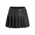 thumbnail image 1 of Miutii Faux PU Leather Skirts for Kids Girls High Waist Pleated Mini Skirts A-line Skater Skirts Casual Solid Skirts Black 15-16, 1 of 5
