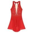 thumbnail image 1 of Miutii Figure Ice Skating Dress for Women Sleeveless Glitter Rhinestones Mesh Splice Leotard Red S, 1 of 8