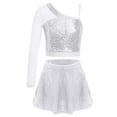 thumbnail image 1 of Miutii Girl's Hip Hop Clothes Sequins Modern Jazz Latin Dancewear 2 Piece Stage Performance Dance Outfit Silver 8, 1 of 3