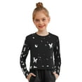 thumbnail image 1 of Miutii Girl's Pullover Shirts Hip-hop Clothes Round Neck Basic Tees Athletic Streetwear Long Sleeve Crop Top Black 5-6, 1 of 7