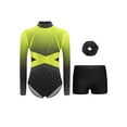 thumbnail image 1 of Miutii Girl's Sparkle Rhinestone Long Sleeve Gymnastics Leotard Ballet Dance Unitard And Shorts Hair Scrunchies Set Fluorescent Yellow 8, 1 of 3