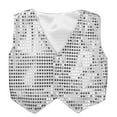 thumbnail image 1 of Miutii Girls' Boys' Glittery Sequined Vest Jacket Hip-Hop Street Dance Waistcoat Performance Silver 150, 1 of 9