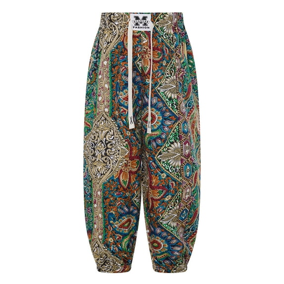 Miutii Girls Boys Vintage Printed Hippie Harem Pants Dance Trousers Children Kids Baggy Casual Yoga Long Pants Type B 15-16