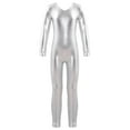 thumbnail image 1 of Miutii Girls Long Sleeves Gymnastics Leotard Unitard Jumpsuit One Piece Fitness Athletic Dance Costume Silver 12, 1 of 7